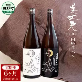 【四国一小さなまちの地酒】＜6ヶ月定期便＞★ふるさと納税限定★ 美丈夫『田野ラベル』一升瓶２本セット 1800ml 一升 一升瓶 酒 お酒 地酒 純米吟醸 純米酒 日本酒 セット 15度 美丈夫 限定 高知 田野町