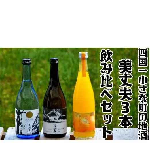 【四国一小さなまちの地酒】美丈夫 720ml×３本飲み比べセット（純米吟醸 純麗たまラベル・純米大吟醸 舞・ぽんかんリキュール）