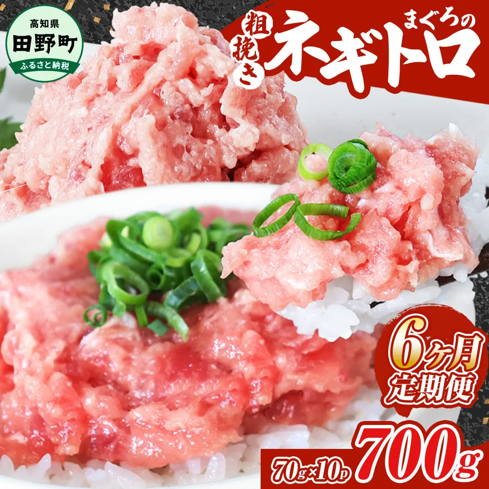 ～四国一小さなまち～ ≪カネアリ水産≫ まぐろのネギトロ 700g（70g×10パック）×6ヶ月定期便 ねぎとろ 鮪 マグロ キハダマグロ まぐろたたき 粗挽き 小分け パック 海鮮 魚介 便利