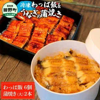 【ふるさと納税】★四国一小さなまち★田野町産うなぎのわっぱ飯6個+うなぎの蒲焼き(大)2尾 鰻 ウナギ お弁当 ご飯 ごはん めし わっぱめし かば焼き 無頭 タレ付き 山椒付き ふっくら 美味しい 手軽 簡単 レンジ お取り寄せ 冷凍 配送 高知県 田野町 ふるさとのうぜい 故郷納税 返礼品