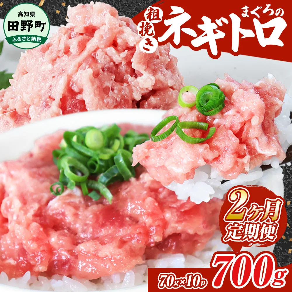 ～四国一小さなまち～ ≪カネアリ水産≫ まぐろのネギトロ 700g（70g×10パック）×2ヶ月定期便 ねぎとろ 鮪 マグロ キハダマグロ まぐろたたき 粗挽き 小分け パック 海鮮 魚介 便利 簡単