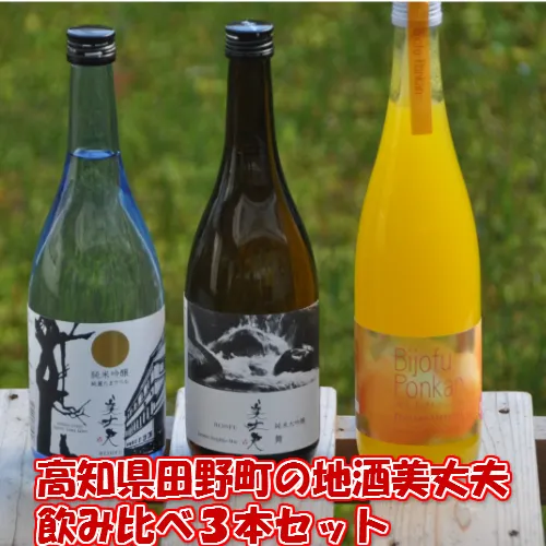 【四国一小さなまちの地酒】美丈夫 720ml×３本飲み比べセット（純米吟醸 純麗たまラベル・純米大吟醸 舞・ぽんかんリキュール）
