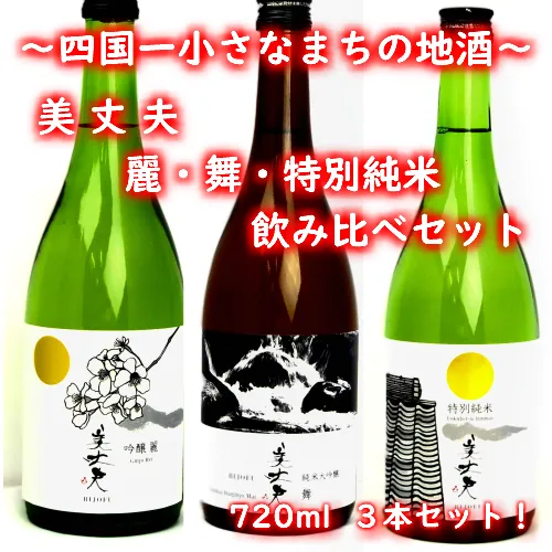 【四国一小さなまちの地酒】 美丈夫 720ml×３本 飲み比べセットD（吟醸 麗・純米大吟醸 舞・特別純米酒）
