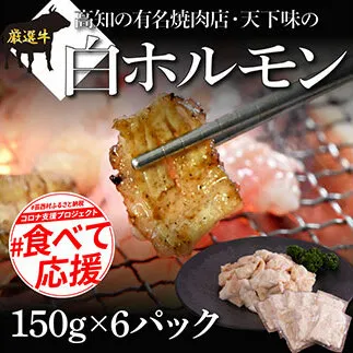 TKA005　白ホルモン 天下味オリジナル本格塩ダレ漬け（150g×６パック） 高知市共通返礼品 人気 牛肉 お肉 小腸 焼き肉 タレ 焼肉 BBQ バーベキュー 冷凍 小分け おつまみ どんぶり お手軽 食べて応援