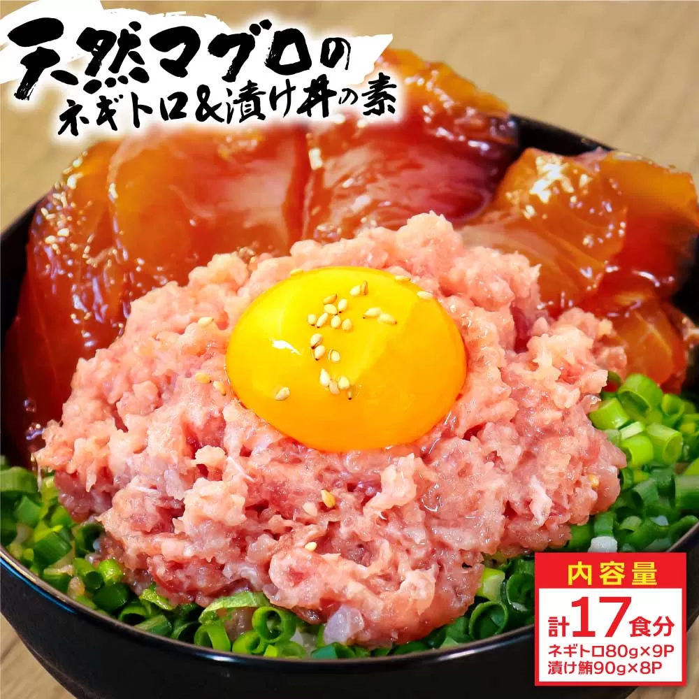 KYF139　ネギトロ80g×9P＋漬け鮪丼90g×8P 冷凍配送 簡易包装 小分け 惣菜 人気 海鮮 ネギトロ丼 まぐろたたき 海鮮丼 便利 かんたん 自然解凍 個食 一人暮らし どんぶり 漬け丼 お手軽