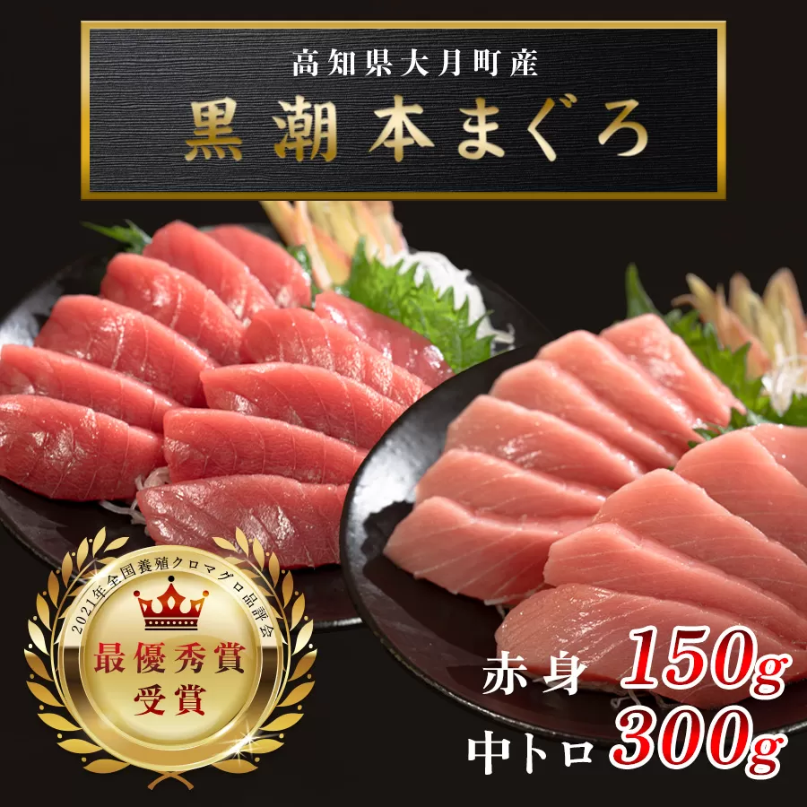 【高知県産 養殖本マグロ】中トロ・赤身 450g 2種 黒潮本まぐろ｜刺身用 最優秀賞受賞 日本一 本まぐろ まぐろ 鮪 トロ 小分け 個包装 丼 寿司 手巻き 柵 急速冷凍 解凍簡単 贈答 ギフト お祝い 年末年始 産地直送 高知県 大月町