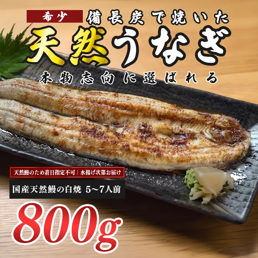希少 天然 鰻 白焼き 約5～7人前 800g 国産 四万十川 うなぎ ウナギ  白焼 ウナギ白焼 鰻白焼き うな重 備長炭 炭火 炭火焼き 冷凍 湯せん 小分け 贈答 お取り寄せ ギフトご褒美 簡単 土用の丑の日 高知県 大月町