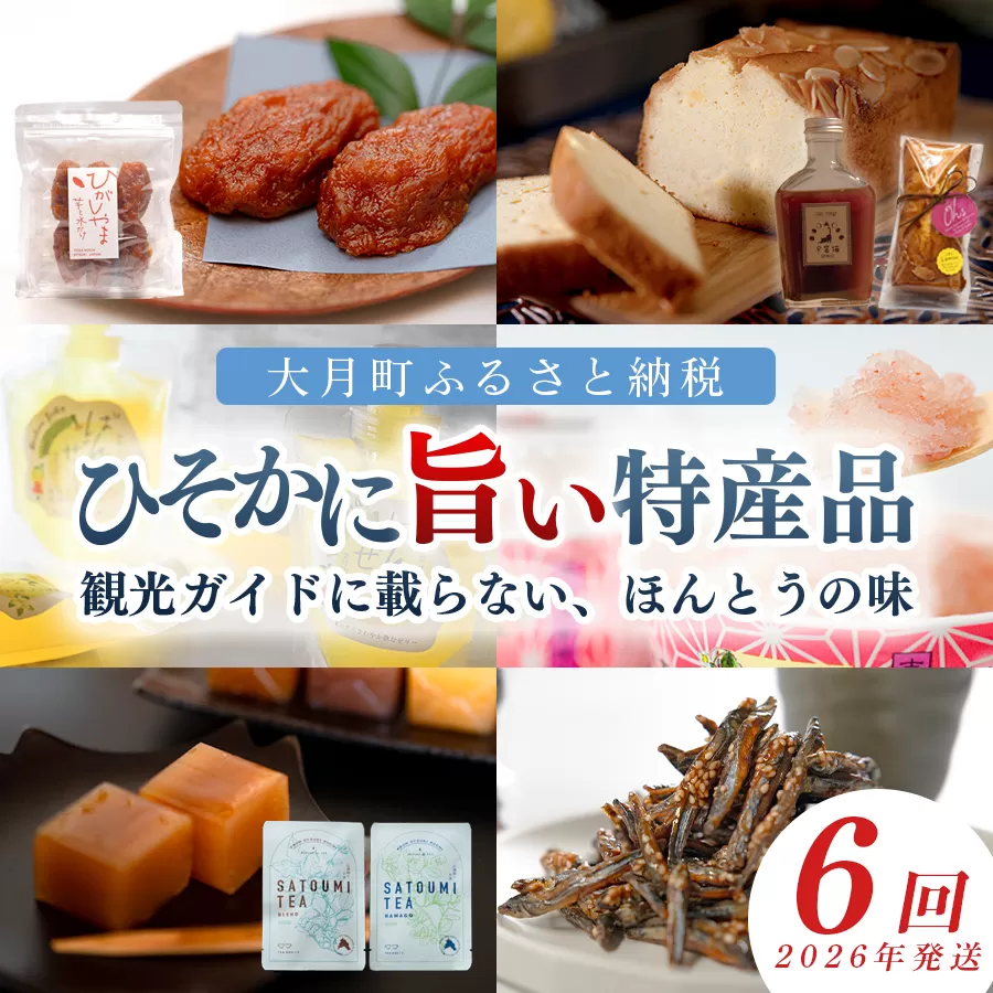 【定期便 6回】地元で愛される ローカルな魅力が詰まった特産品 セット|干し芋 パウンドケーキ チャイシロップ ばんかんゼリー 柑橘 苺氷り 苺ミルク いちご みかん 柿羊羹 お茶 きびなご けんぴ ロースト おすすめ ご当地 グルメ お取り寄せ