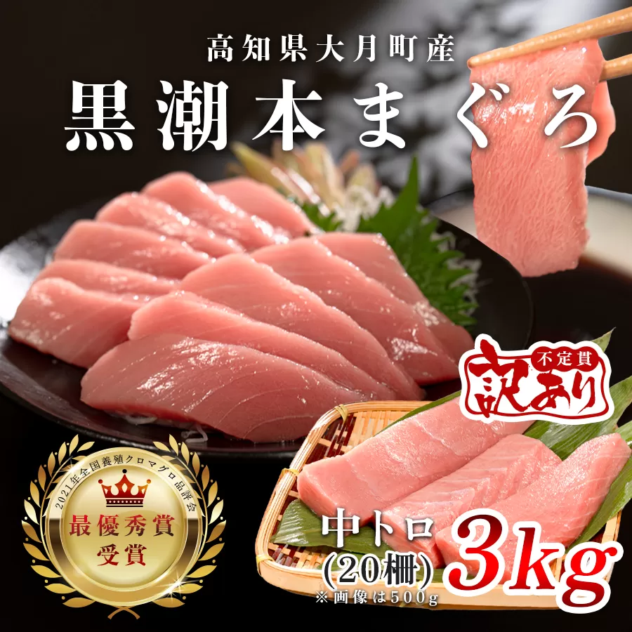 【訳アリ】養殖本マグロ 中トロ 3kg 黒潮本まぐろ｜大容量 不定貫 不揃い 刺身用 業務用 養殖まぐろ 最優秀賞受賞 日本一 配達日指定可 本まぐろ まぐろ 鮪 訳あり ワケあり たっぷり 小分け 丼 寿司 海鮮 魚 柵 産地直送 高知県 大月町