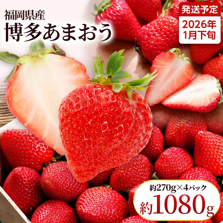 【先行受付】農家直送 朝採り新鮮いちご【博多あまおう】＜1月下旬より順次発送＞ 約270g×4パック 福岡県産 苺 イチゴ 朝採れ 冷蔵 スイーツ ジュース ギフト プレゼント お土産 九州 福岡土産 ※北海道・沖縄・離島は配送不可