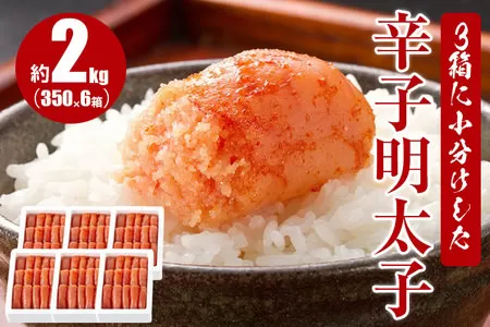 3箱に小分けした辛子明太子 350g×6箱(計2.1kg)
