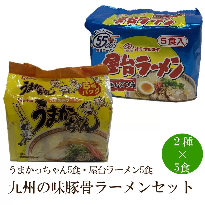 九州の味豚骨ラーメン2種×5食セット（合計10食）（うまかっちゃん5食・屋台ラーメン5食）【001-0416】