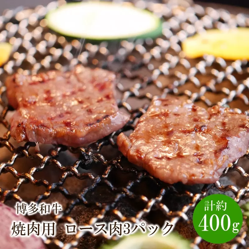 博多和牛 焼肉用 ロース肉3パック(計約400g)【034-0023】