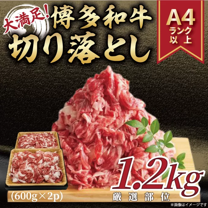 訳あり！【A4～A5】博多和牛切り落とし1.2kg(600g×2p）【014-0041】