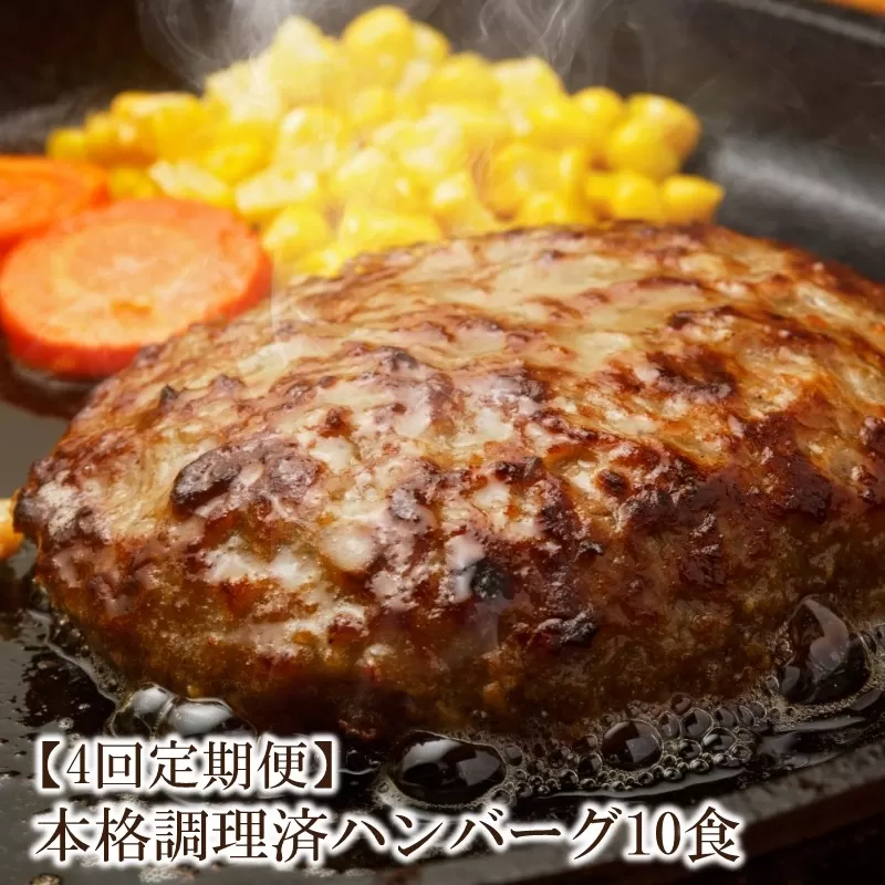 【4回定期便】本格調理済ハンバーグ10食 特製ソース付【001-0199】