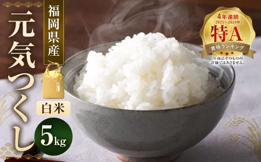 【 令和7年産 】 福岡県産 【 特A 】 評価のお米 「 元気つくし 」 5kg × 1袋 白米 お米 米 こめ コメ ご飯 おにぎり 国産
