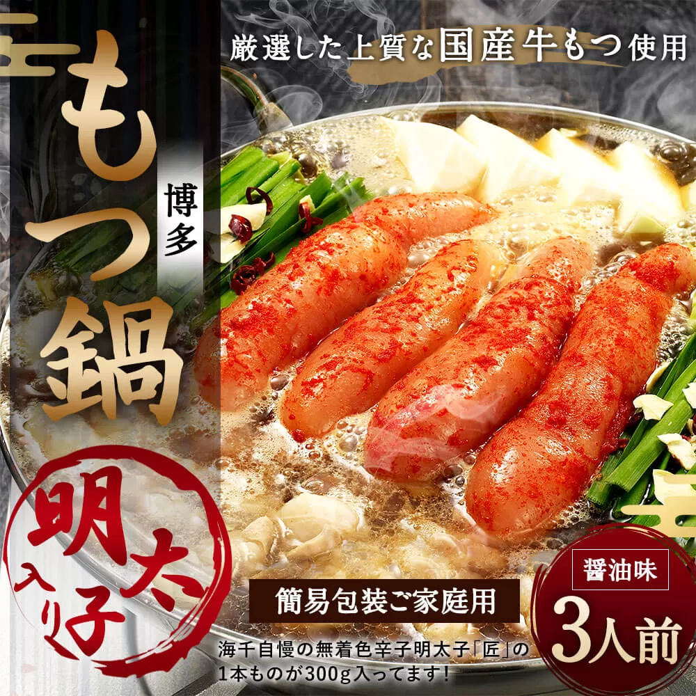 【ご家庭用】博多 明太 もつ鍋 (3人前) 太宰府市 牛モツ ホルモン