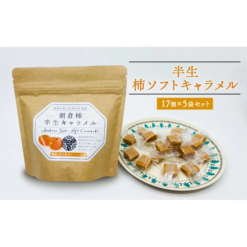 お菓子 柿半生キャラメル 17個入り 80g×5袋 セット 朝倉柿 柿 キャラメル ソフトキャラメル
