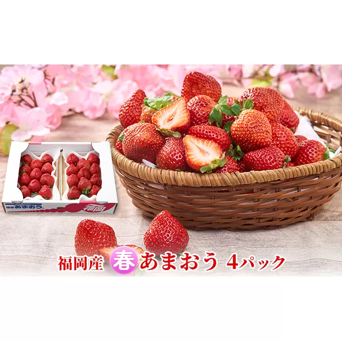 いちご あまおう 4パック 福岡産 1パックあたり約250g 春 配送不可離島 果物類 フルーツ イチゴ 苺 