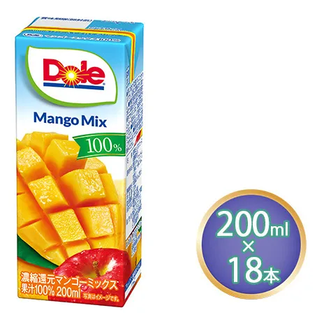 ジュース マンゴー ミックス Dole 100% 200ml×18本 飲料類 果汁飲料 フルーツジュース 飲み物 果物 フルーツ パックジュース 持ち運び ミックスジュース
