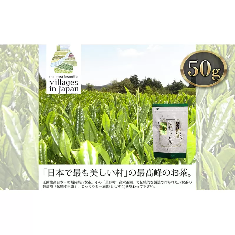 お茶 玉露 50g×1袋 奥八女 星野村 伝統 本玉露 八女茶 星野茶 茶 緑茶 