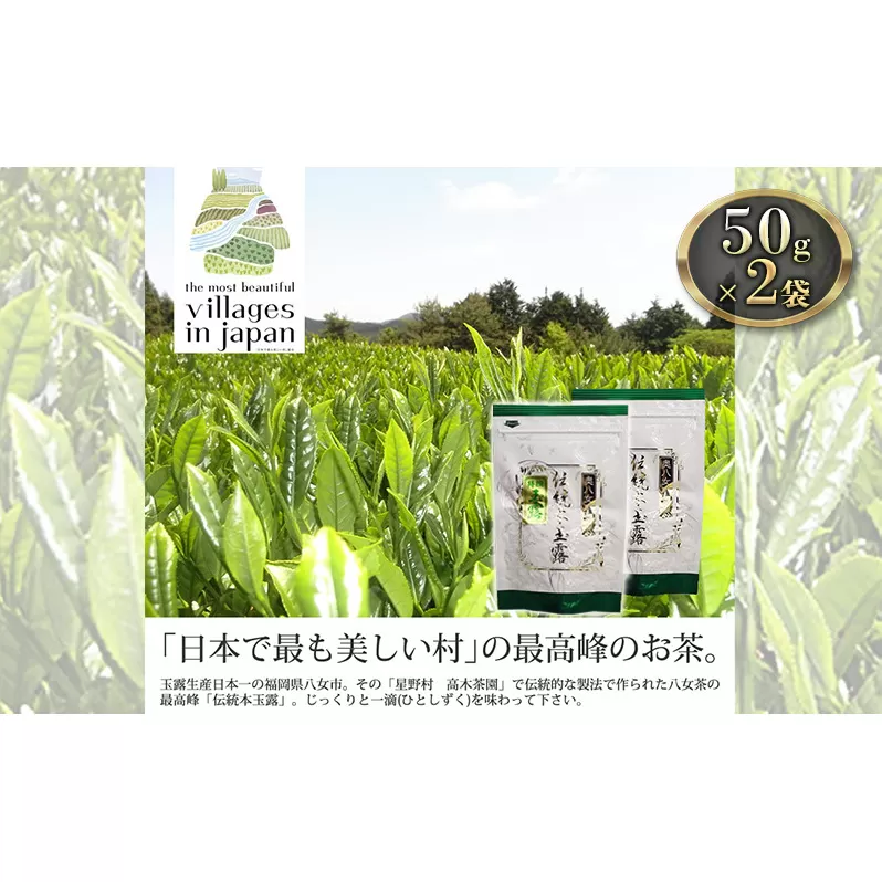 お茶 玉露 50g×2袋 奥八女 星野村 伝統 本玉露 八女茶 星野茶 茶 緑茶 