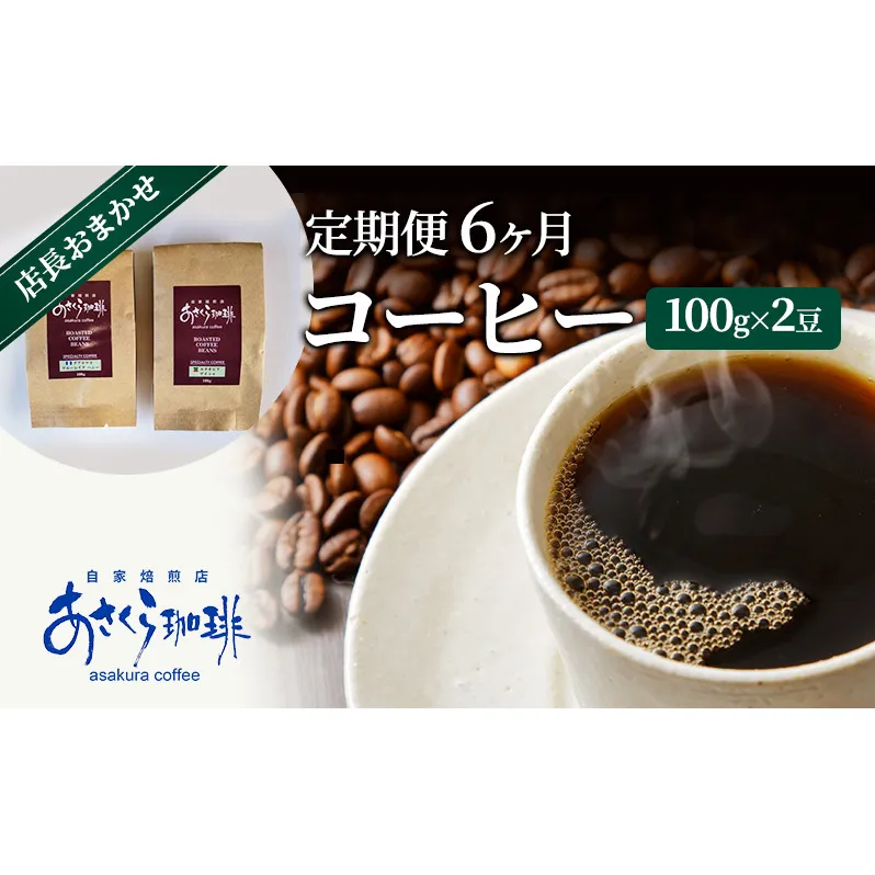 定期便 6ヶ月 コーヒー 店長おまかせコーヒー 100g×2（豆）