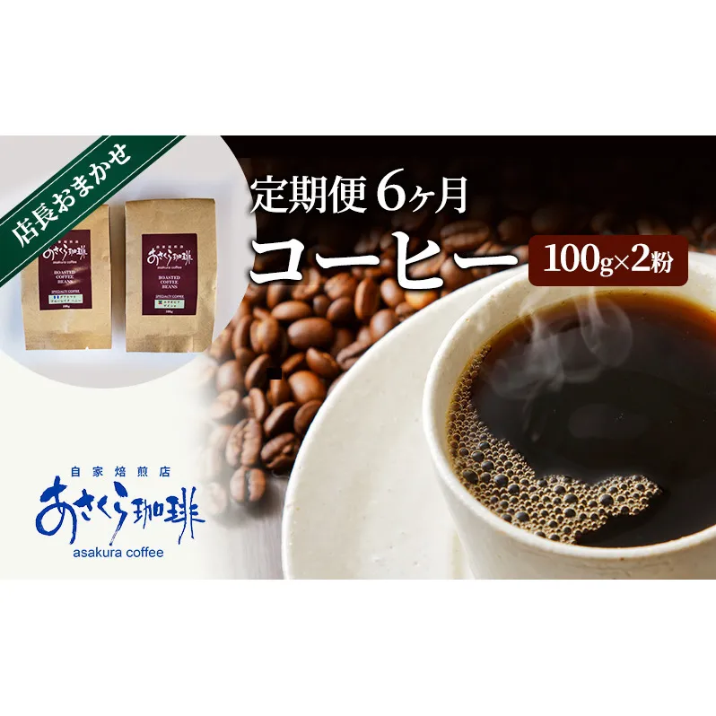 定期便 6ヶ月 コーヒー 店長おまかせコーヒー 100g×2（粉）