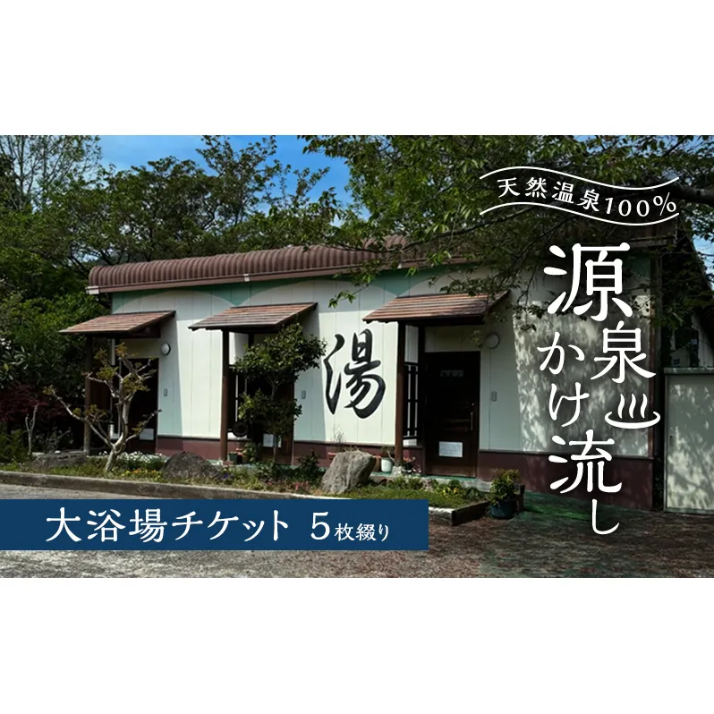 温泉 天然温泉100％ 源泉かけ流し 大浴場チケット5枚綴り 天然温泉 チケット 源泉