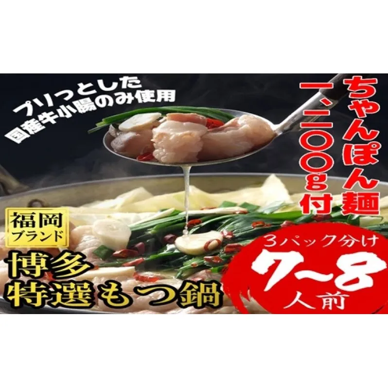 もつ鍋 福岡ブランド 博多特選もつ鍋(プリプリの国産牛小腸のみ使用 7～8人前・醤油味)