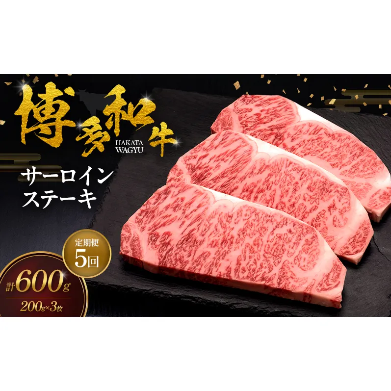【5ヶ月連続 定期便】 博多和牛 サーロインステーキ 3枚 肉 牛肉 ※配送不可：離島