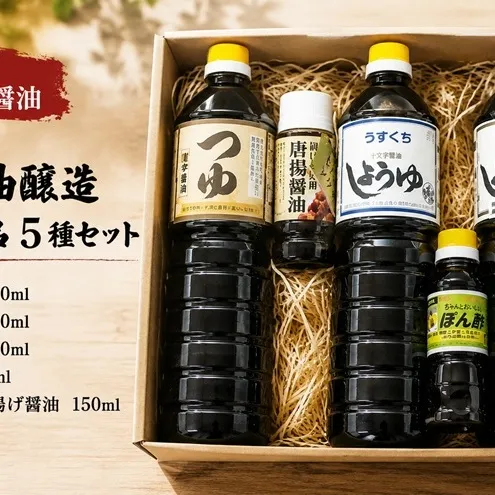醤油 醤油加工品 セット 5種 薄口 濃口 しょうゆ つゆ ポン酢 辛川醤油醸造