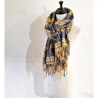 ito to iro 手染め・手織り仕上「ストール」メリノウール100% タータンチェック ファッション小物