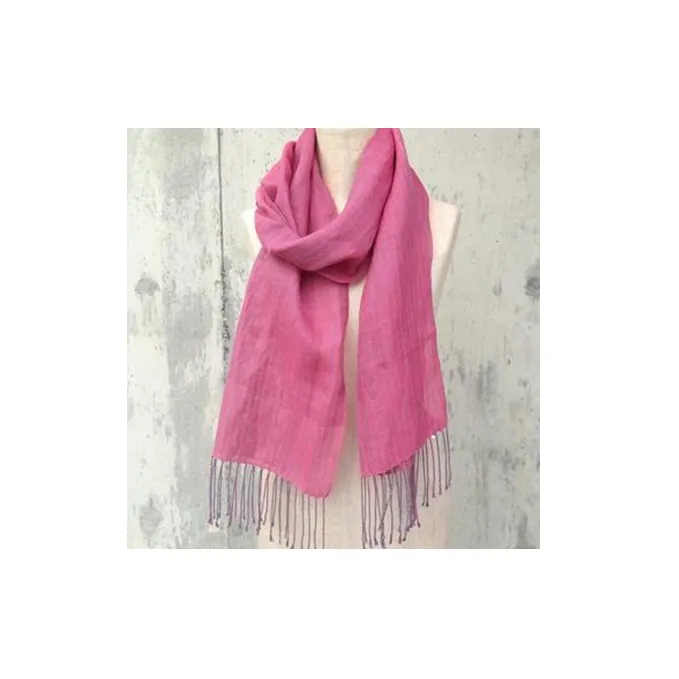 ito to iro 手染め・手織り仕上げ　「ストール」グレー×レッド細ストライプ ファッション小物