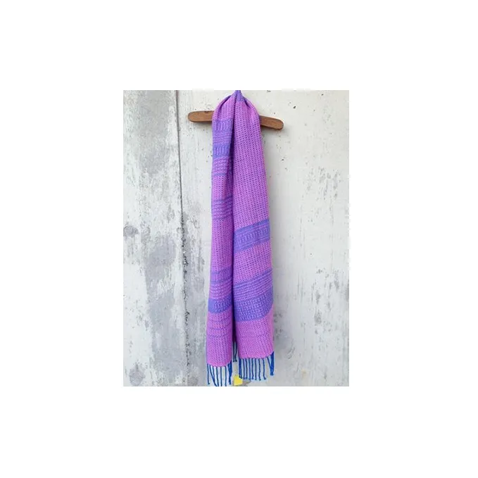 ito to iro 手染め・手織り仕上「ストール」 ブルー×ピンク・変化織り ファッション小物