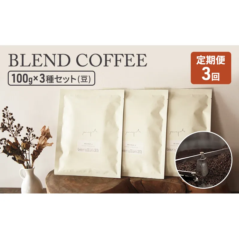 定期便 3ヶ月 コーヒー セット BLEND COFFEE 100g×3種セット (豆のまま) 珈琲 コーヒー豆 珈琲豆 3回 お楽しみ 珈琲山口 