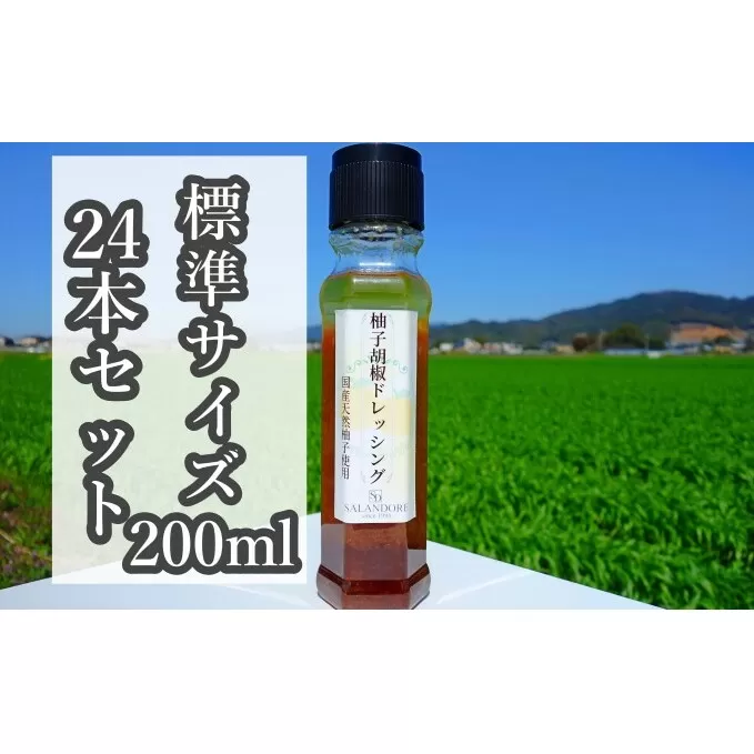 【国産天然柚子を使用した柚子胡椒ドレッシング】（標準サイズ200ml）24本セット 調味料 