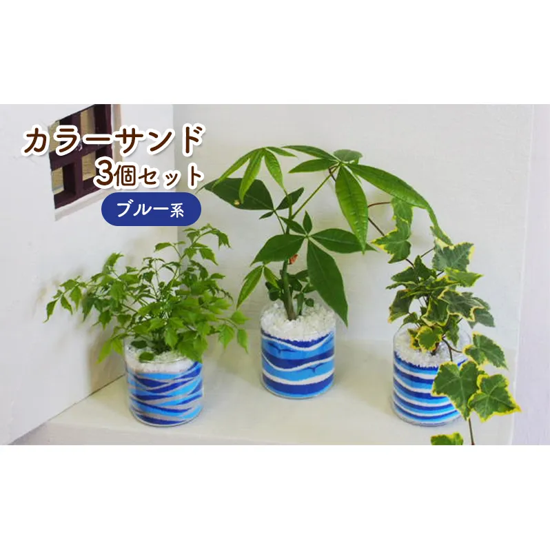 カラーサンド 3個 セット ブルー系 植物 インテリア ガーデン