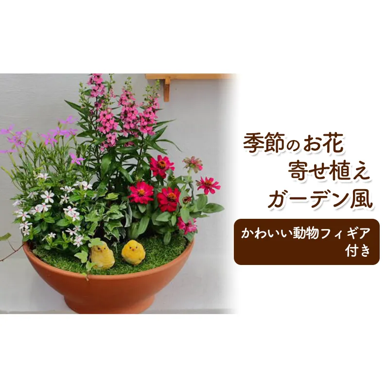 花 寄せ植え 季節のお花 ガーデン風 お任せ動物フィギア付き 植物 インテリア ガーデン