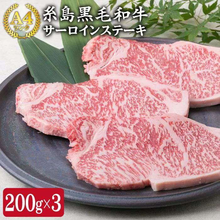 A4ランク 糸島 黒毛和牛 サーロインステーキ 200g × 3枚 《糸島》【糸島ミートデリ工房】 [ACA059]