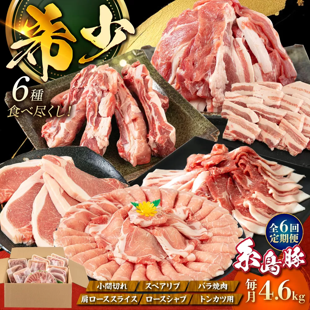 [全6回定期便]計4.6kg!糸島豚 食べ尽くしセット ( とんかつ / 肩ロース / しゃぶしゃぶ / 豚バラ / スペアリブ / 小間切れ ) 糸島市 / トラヤミートセンター [AJD013] 豚肉 スライス しゃぶしゃぶ ロース スペアリブ こま切れ