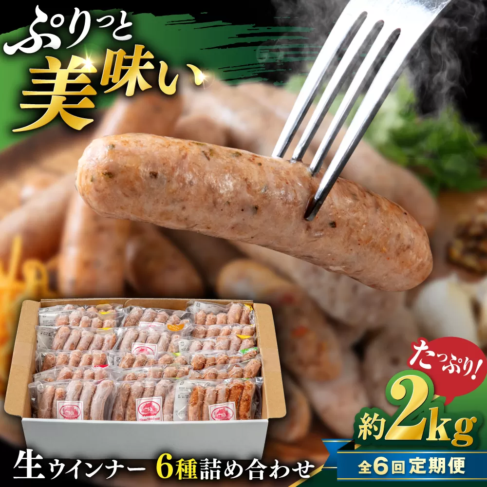 【全6回定期便】生 ウインナー 90本 約2kg (6種×15本) 糸島市 / 志摩スモークハウス / 生ウィンナー 詰め合わせ [AOA054]