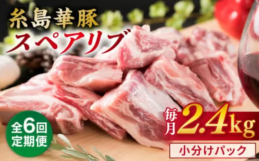 【全6回定期便】【 バーベキュー ・ 煮込み用 】約2.4kg 糸島華豚 スペアリブ 糸島市 / 糸島ミートデリ工房 [ACA333] 豚肉ブロック焼肉焼き肉 バーベキュー BBQ 赤身肉 小分け