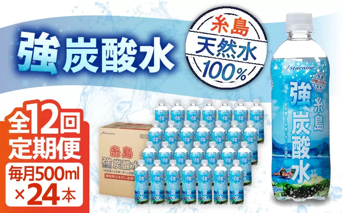 【全12回定期便】強炭酸水 プレーン 500ml × 24本  糸島市 / スターナイン 炭酸水 国産 [ARM011]