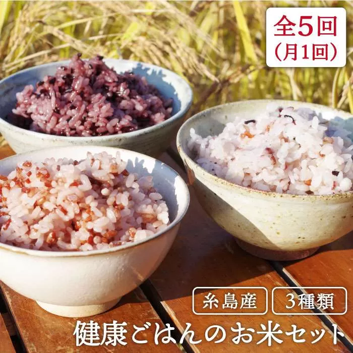 全5回 定期便 （月1回） 赤米 ・ 黒米 ・ 雑穀米  健康 ごはんの お米 セット 糸島市 / 二丈赤米産直センター [ABB018]
