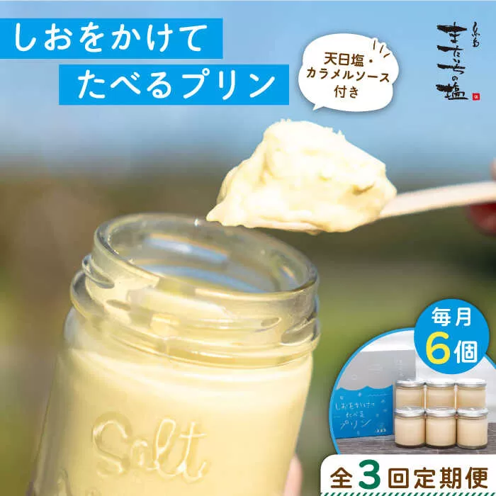 【全3回定期便】しおが主役 しおをかけてたべる プリン 花塩 プレーン 6個 セット 糸島市 / またいちの塩 [AEB007]