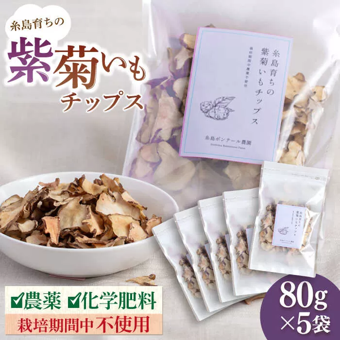 糸島 育ちの 紫 菊いも チップス 80g×5袋 糸島市 / 糸島ボンテール農園 [ACO009] 菊芋 スーパーフード