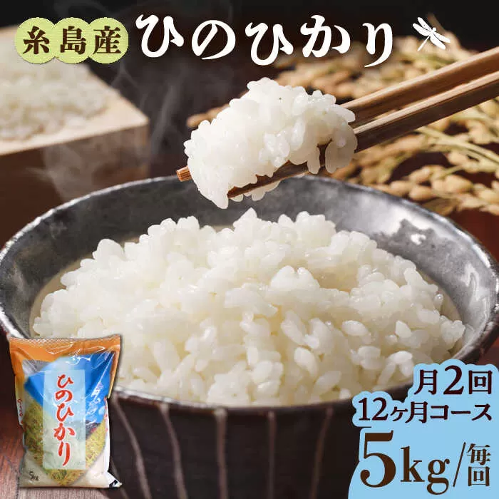 【月2回お届け】【全24回定期便】糸島産 ひのひかり 5kg 12ヶ月コース 糸島市 / 三島商店 [AIM030]