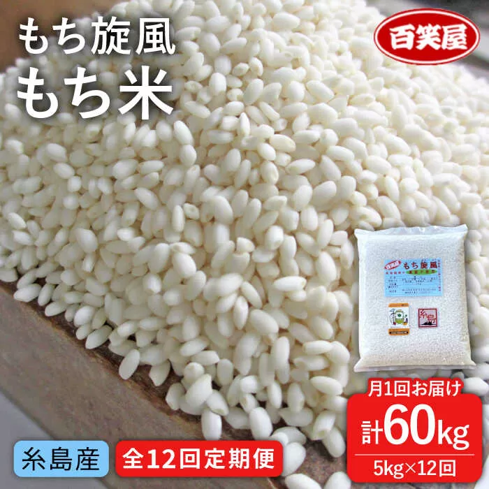 【 全12回 定期便 】もち 旋風 もち米 5kg 《糸島》【百笑屋】 [ABF037] 米 お米 白米 糯米 餅 定期便
