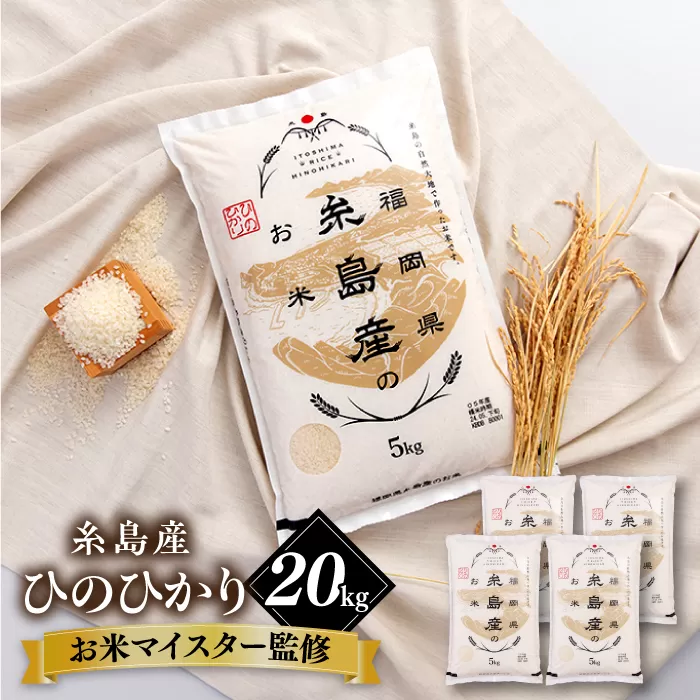 【こだわり精米】【令和6年産】 糸島産 ひのひかり 20kg(5kg×4) 糸島市 / RCF 米 お米マイスター [AVM010] 米 白米 ヒノヒカリ ひのひかり ごはん